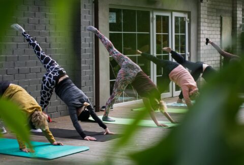 woman doing exercise routine