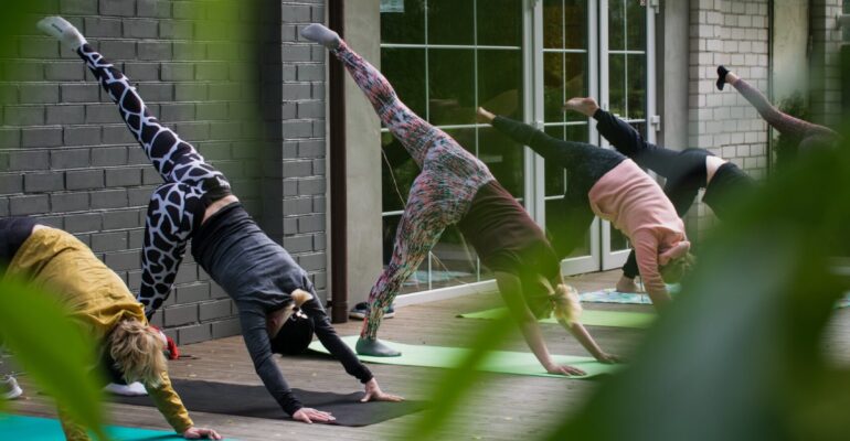 woman doing exercise routine